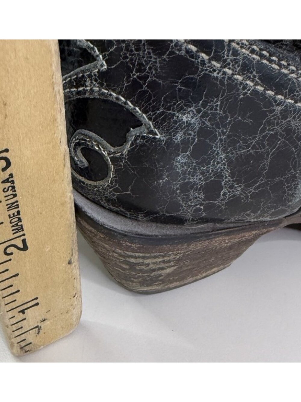 Corral 5.5 C1198 Black Lizard Inlay Cowgirl Western Boots Snip Toe Distress - Picture 5 of 13